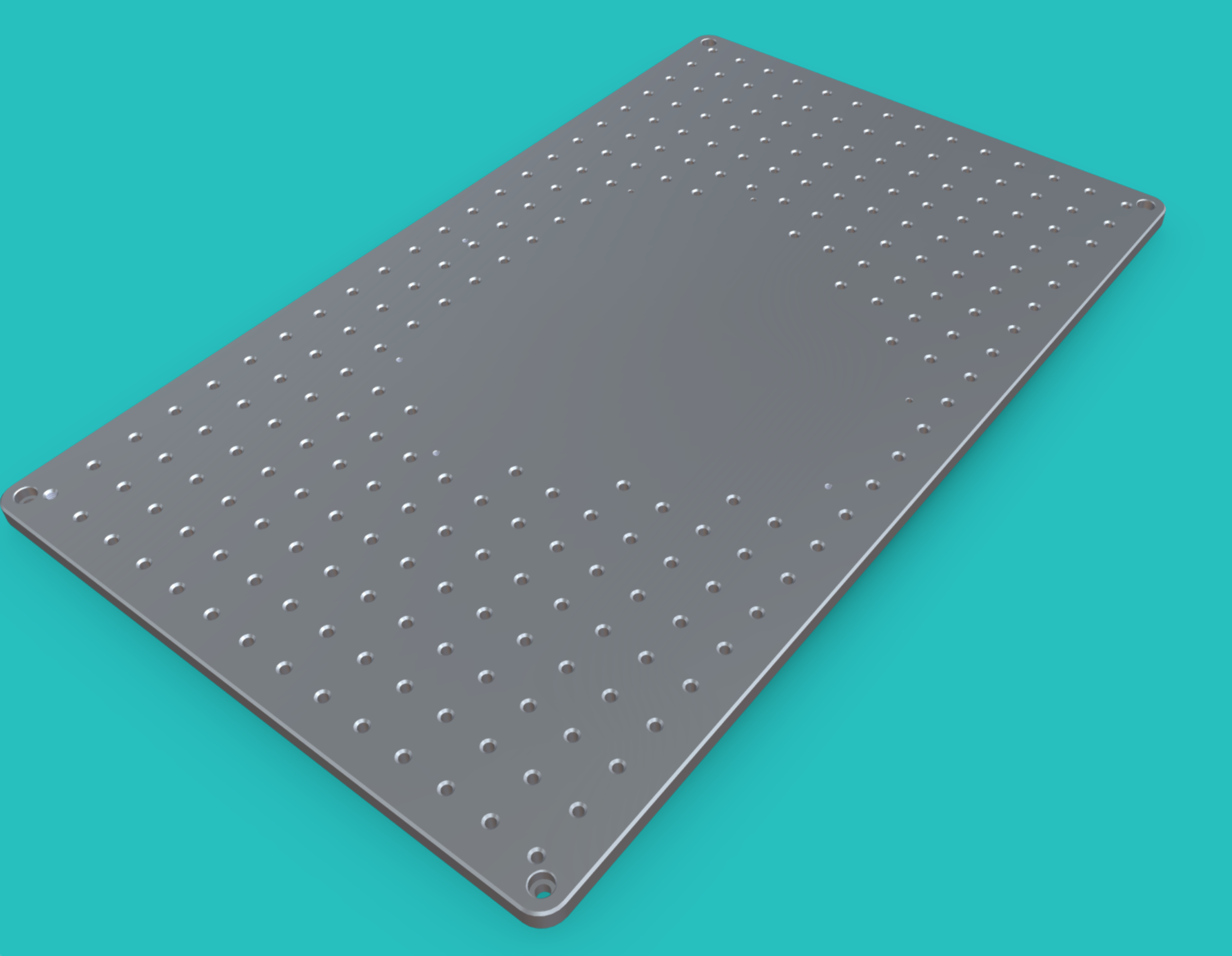 The Aluminum Baseplate is a precision-machined breadboard foundation with a standardized grid of mounting points that enables fully customizable, sterile equipment configuration for any stereotaxic procedure.